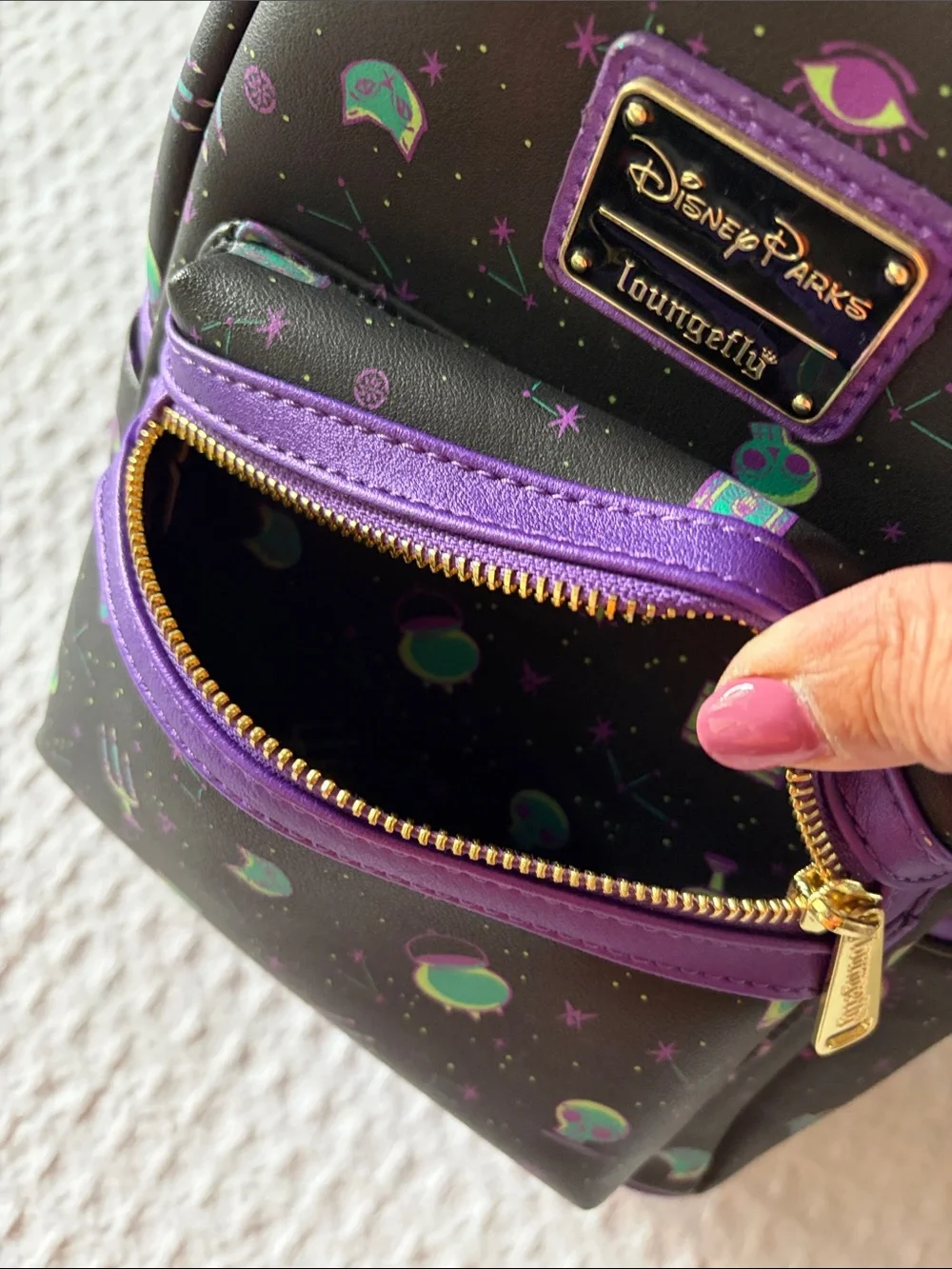 Disney Parks Loungefly Hocus-Pocus Mini Purple and Teal Space Print Backpack